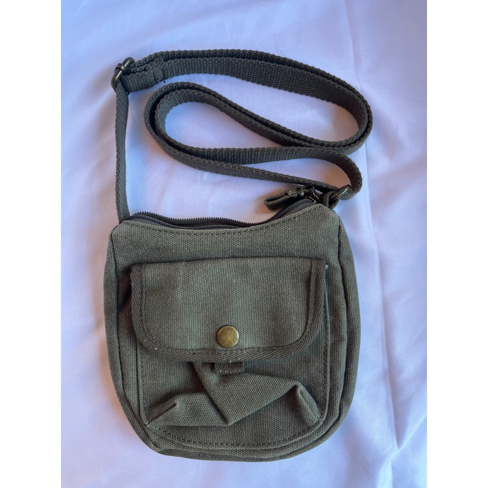 LL Bean Vintage Canvas Mini Crossbody Utility Bag Army Green